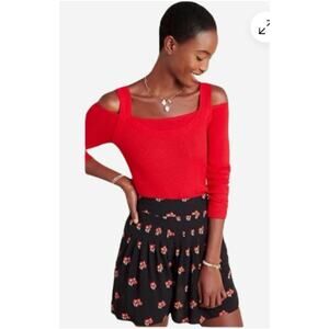Anthropologie Jamie Red Cold Shoulder Ribbed Knit Sweater Women’s XS